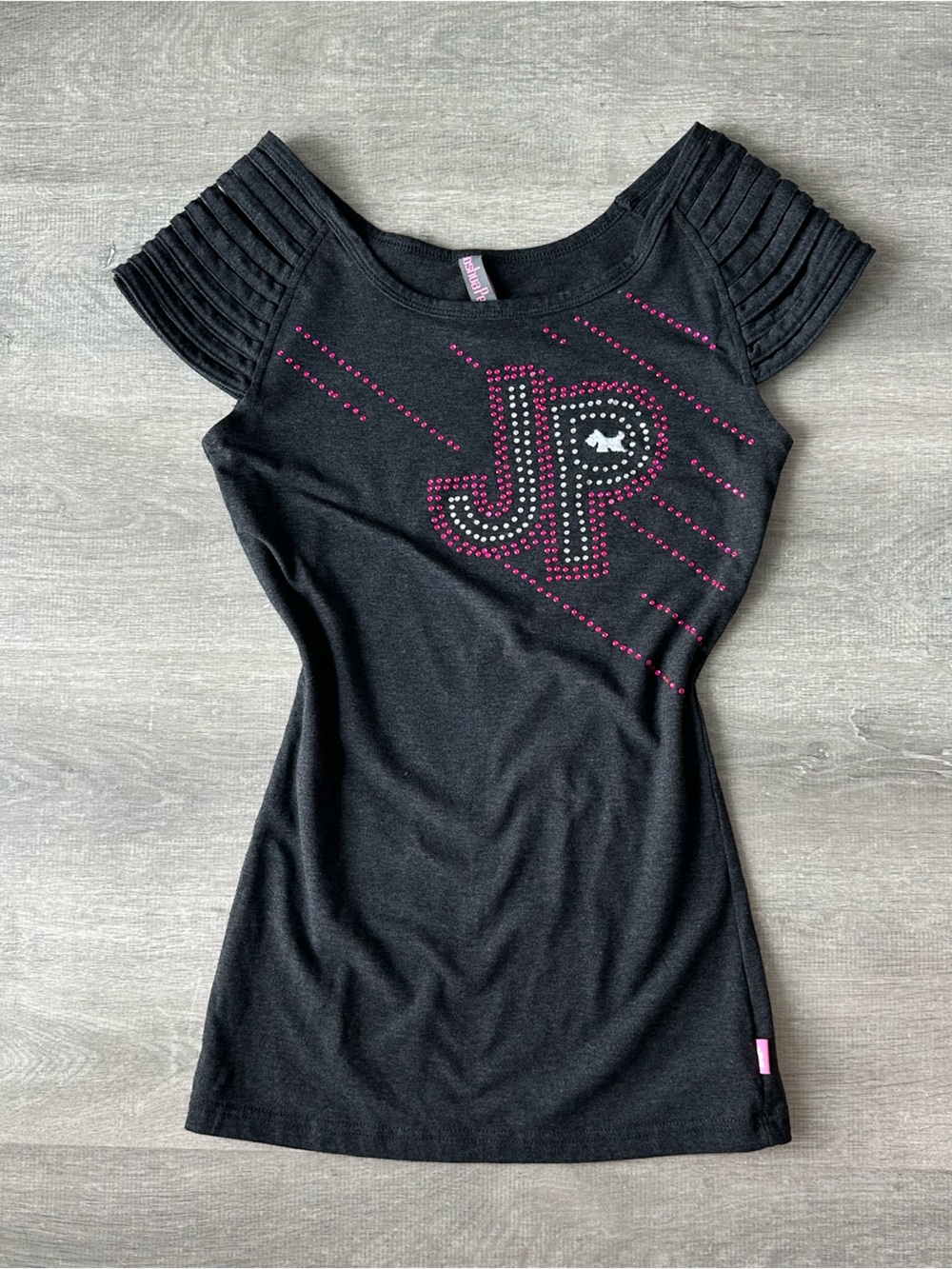 Y2K Joshua Perets JR Embellished Short Sleeve Tee with Rhinestone